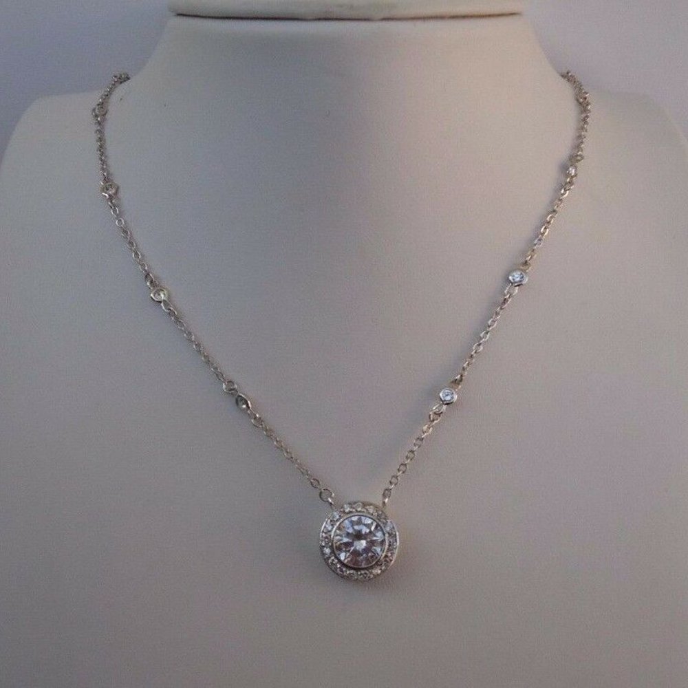 Womens 4ct Sterling Silver Fine Necklace! High quality